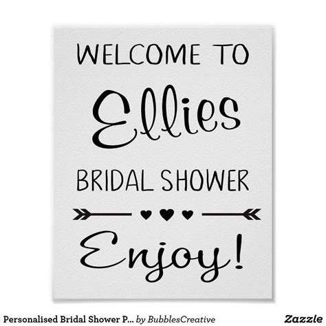 Personalised Bridal Shower Print Poster With Arrow And Heart Detail