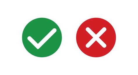 Checkmark Icons Set Tick And Cross Sign Green Check Mark And Red X
