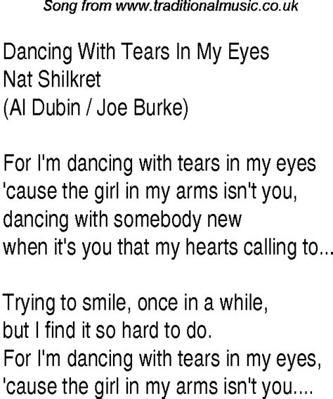 Top Songs Music Charts Lyrics For Dancing With Tears In My Eyes