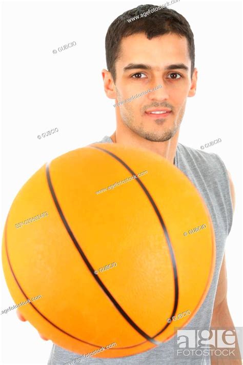 Sport Basketball Player Holding Ball Stock Photo Picture And Low