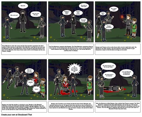 macbeth act 3 scene 3 banquo s murder storyboard