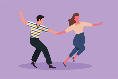 Character Flat Drawing Happy People Dancing Salsa Attractive Man And