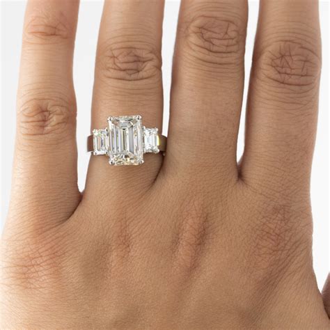 5 Carat Three Stone Radiant Cut Diamond Ring Partiesmery