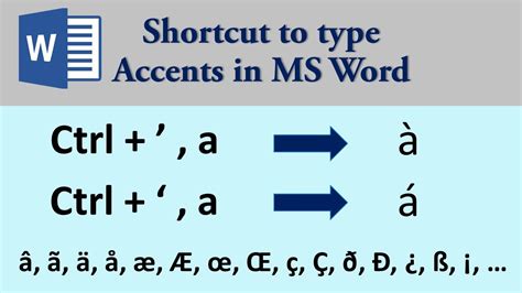Keyboard Shortcut For Accents In Word Type Any Accents In Word With