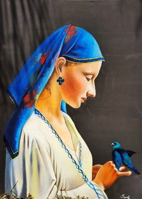 Young Women With Parrot Replica Of Frederic Tschaggeny Painting