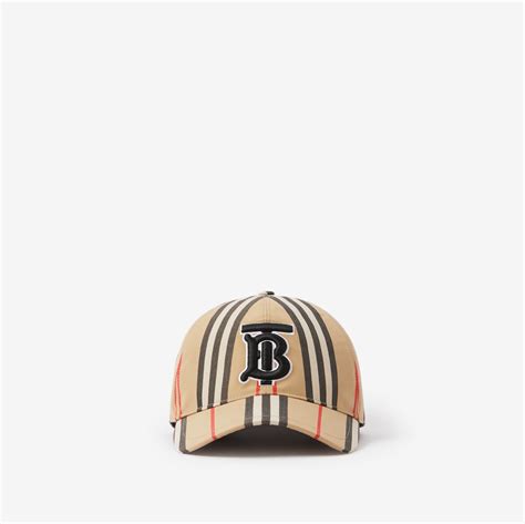 Monogram Motif Icon Stripe Cotton Baseball Cap In Archive Beige