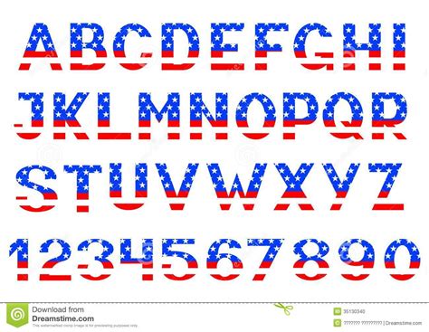I have numbers and alphabets both. Alphabet Of American Flag Stock Photo - Image: 35130340