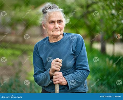 Old Woman Farmer In The Garden Stock Image Image Of Agriculture Mature