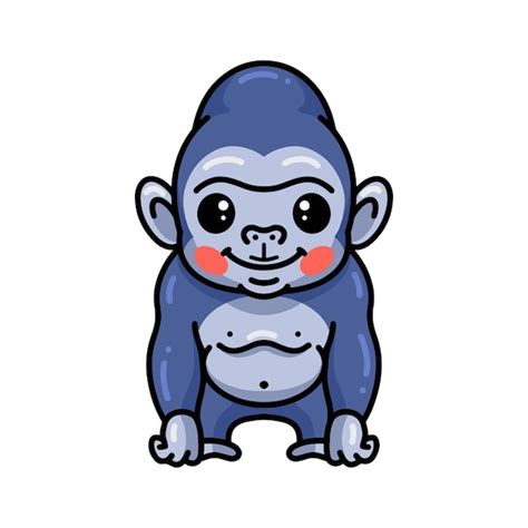 Premium Vector Cute Baby Gorilla Cartoon Posing