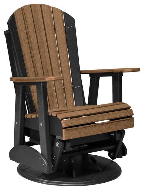 Adirondack Swivel Glider Chair In Premium Woodgrain Poly Lumber