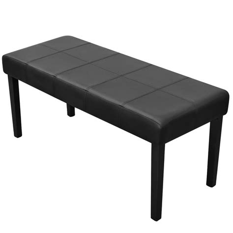 Entryway storage bench bed end seat modern bedroom furniture faux. New Leather Bench Stool Seat Timber Frame Chair Black ...