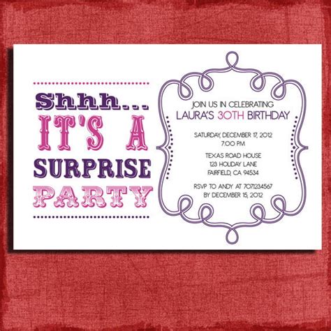 Surprise Birthday Invitations Templates Free