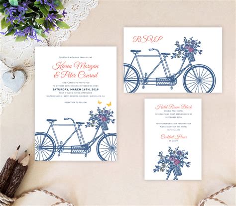 bicycle wedding invitation sets lemonwedding