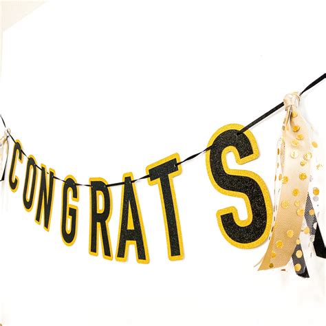 Congrats Graduation Banner Congrats Banner Black And Gold Etsy