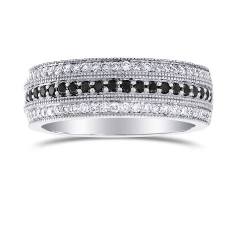 Wide Black Diamond Milgrain Wedding Band Ring Sku 215469 053ct Tw