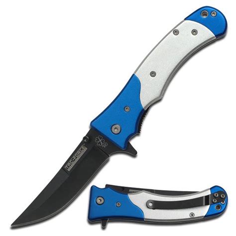 Blue Tactical Assisted Opening Folding Pocket Knife 45 Inch