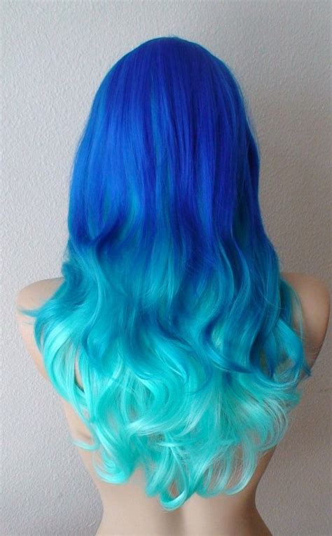 Blue Wig Electric Blue Turquoise Teal Gradient By Kekeshop Blue