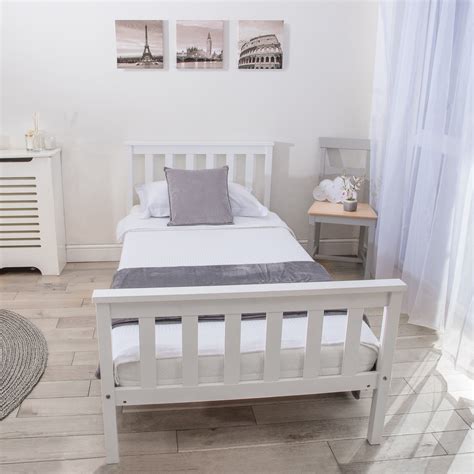 Shop with afterpay on eligible items. Solid Wood Single Bed Frame In White - Home Treats UK