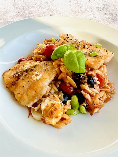 One Pan Panga Fillets With Orzo Feta And Olives Best Recipes Uk