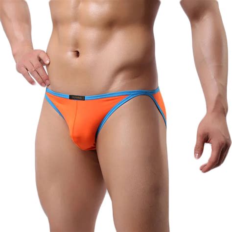 man sexy nylonbriefs bulge pouch underwear gay male breathable bikinis briefs panties brand high