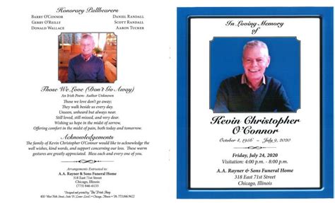 Kevin C Oconnor Obituary Aa Rayner And Sons Funeral Homes
