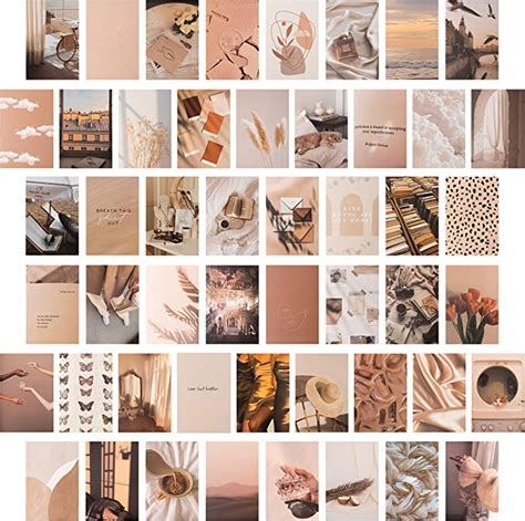 50PCS Beige Aesthetic Picture For Wall Collage 4x6 Boho Cards Cream