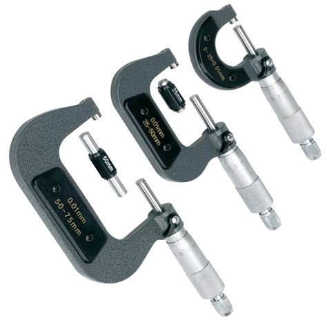 3pc Metric Micrometer Measure Tool Adjustable External 0 25 25 50 50