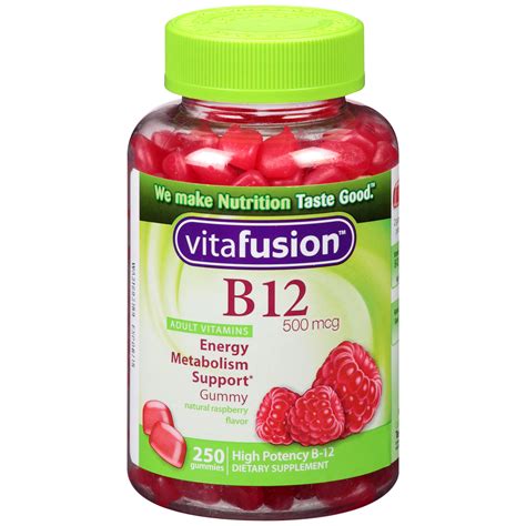 Vitafusion Adult Vitamin B12 Gummies Raspberry 500 Mcg 250 Ct