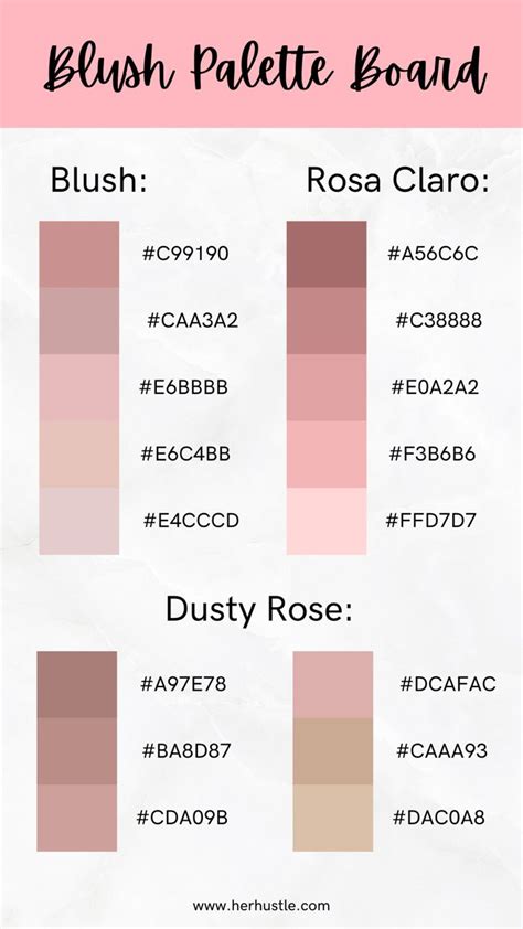 The Blush Palette Board Is Shown With Different Shades And Colors