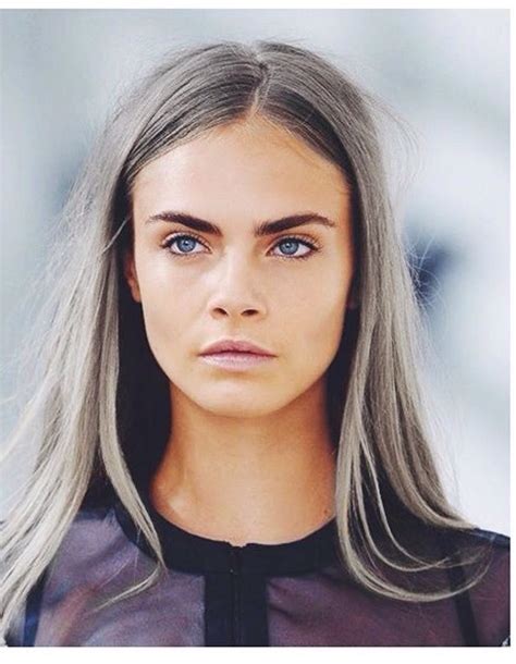 Cara Delevingne Eyebrows Girl Grey Hair Long Hair