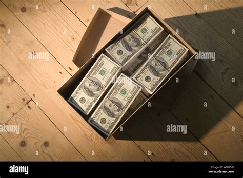 Shoebox Of Dollar Bills Stock Photo Alamy