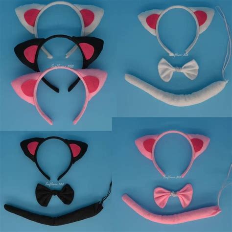1pc Or 3pcset Or 5pcset Cat Ears Headband Bow Tietailgloves 13