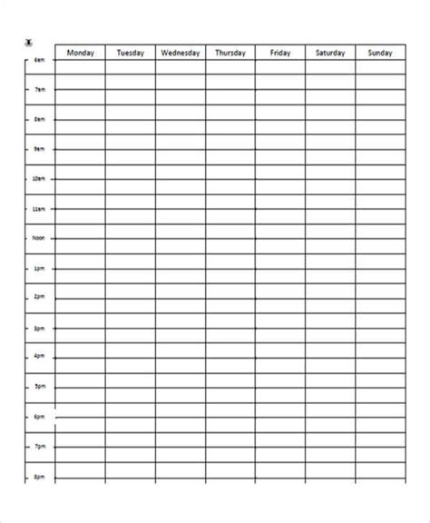 Printable Weekly Time Chart