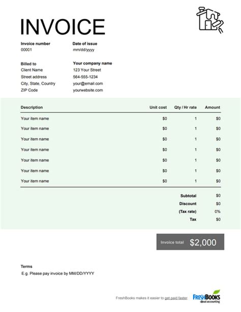 Painting Invoice Template Get Free Templates Freshbooks