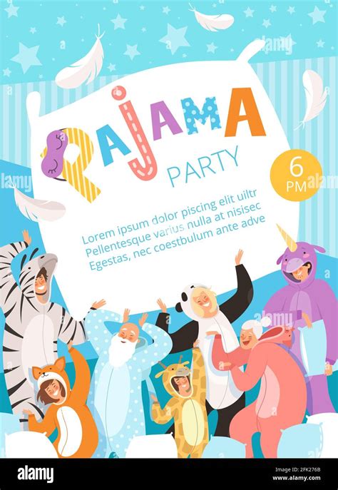 Pyjamas Party Poster Invitation For Costume Nightwear Clothes Pyjamas