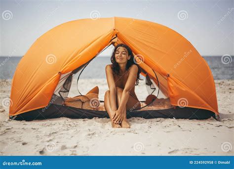 Naked Woman On The Beach In A Tent Stock Photo Image Of Dream Erotic