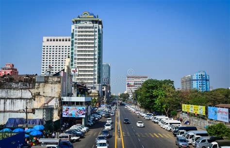 The Street In Yangon Myanmar Editorial Stock Photo Image Of Driving