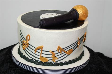 Record Album And Microphone — Birthday Cakes Music Cakes Music Themed