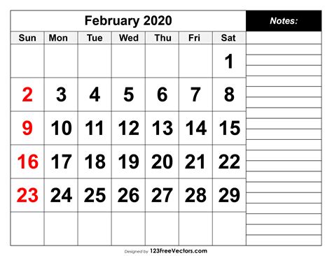 You can personalize the calendar before you print it. February 2020 Printable Calendar