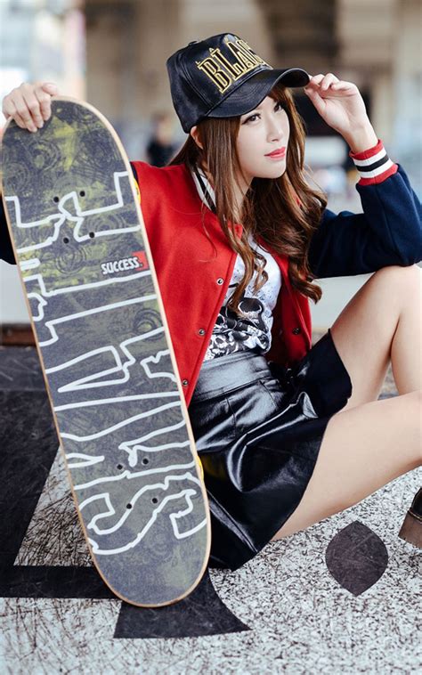 Cute Asian Babe With Skateboard Free 4k Ultra Hd Mobile Wallpaper