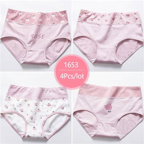 Cheap Langsha High Waist 4pcs Set Cotton Panties Women Underwear Briefs