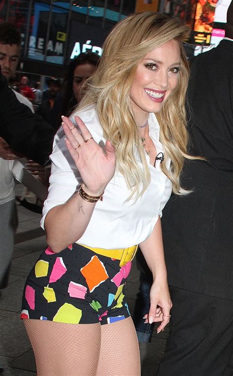 Hilary Duff Wears Tiny Shorts Fishnet Stockings Pic E Online Ca