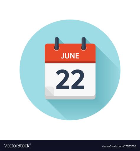 June 22 Flat Daily Calendar Icon Date And Vector Image
