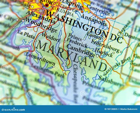 Geographic Map Of Us State Maryland And Washington Dc City Stock Image