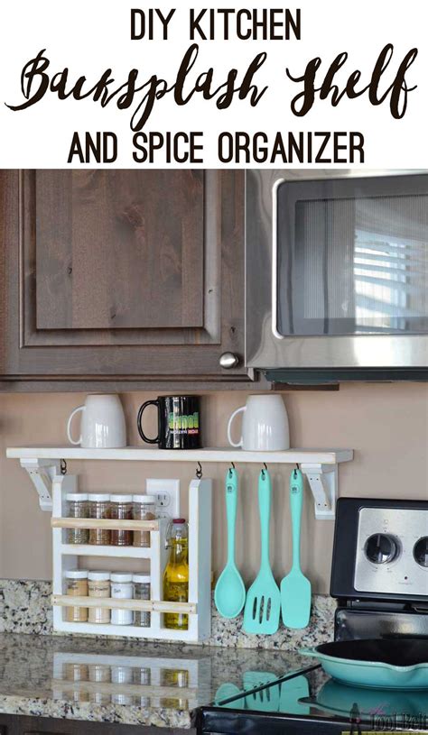 Best spices kitchen cabinet organizer: Kitchen Backsplash Shelf and Organizer - Her Tool Belt