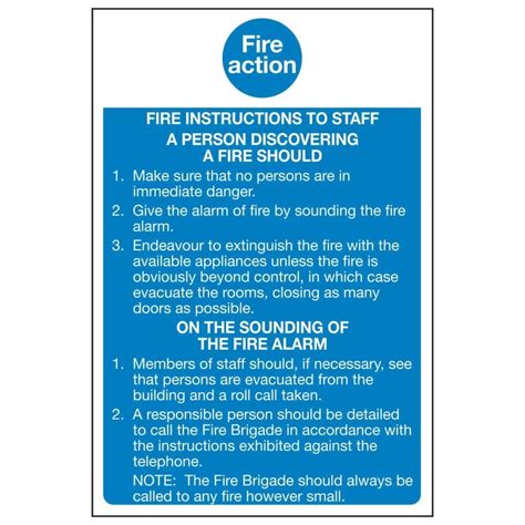 Fire Action Fire Instructions To Staff A Person Discovering A Fire
