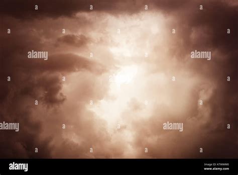 Dramatic Apocalyptic Clouds Background With Bright Lightning In The