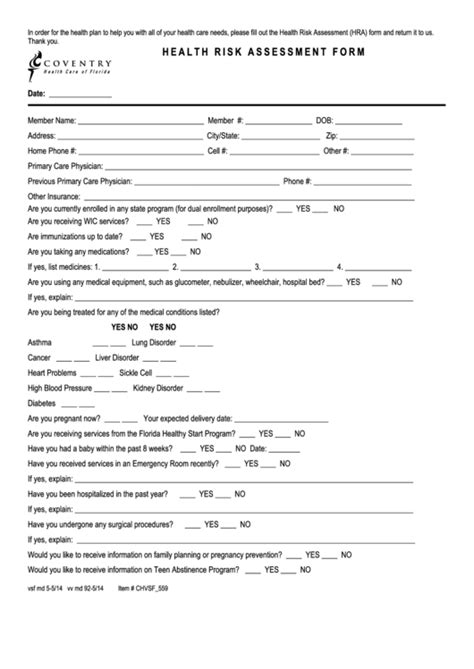 Progress is measured through the . Health Risk Assessment Form - Coventry Health Care Of ...