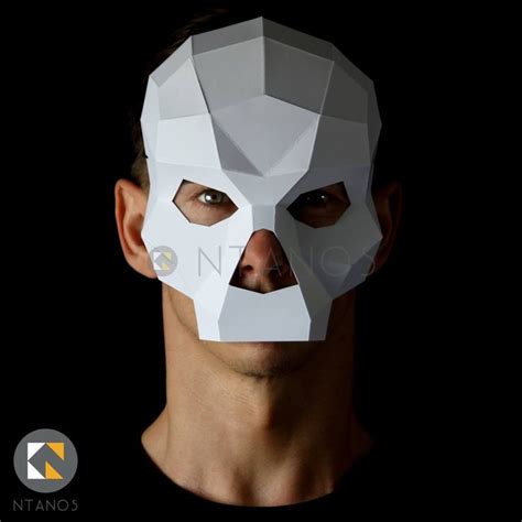 Geometric Low Poly Halloween Papercraft Skull Paper Mask By Ntanos Day