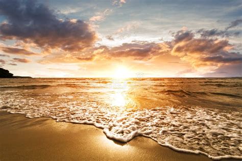 Nice Golden Sunset At The Sea Beach Stock Image Image Of Marine